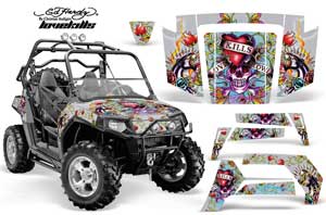 Polaris RZR 800 / 800S Graphic Kit - 2006-2010 Ed Hardy - Love Kills Silver