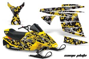 Ski Doo Mini Z Sled Graphic Kit - 2003-2008 Camoplate Yellow