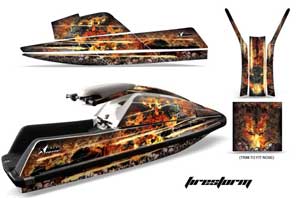 Yamaha Superjet Square Nose Jet Ski Graphic Kit - All Years Firestorm Black