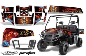 Polaris Ranger XP 500 / 800 / 900D 4x4 EFI Graphic Kit - 2010-2014 Ed Hardy - Pirates Red