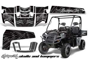 Polaris Ranger XP 500 / 800 / 900D 4x4 EFI Graphic Kit - 2010-2014 Skulls N Hammers Silver