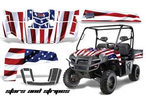 Polaris Ranger XP 500 / 800 / 900D 4x4 EFI Graphic Kit - 2010-2014 Stars N Stripes Red White & Blue