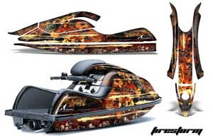 Kawasaki 800 SX / R Jet Ski Graphic Kit - 2003-2012 Firestorm Black