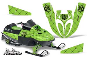 Arctic Cat 120 Sno Pro Youth Sled Graphic Kit - All Years Silver Star - Reloaded Black