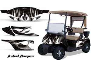 EZ-GO TXT Golf Cart Graphic Kit - 1994-2013 Tribal Flames White