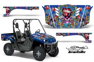 Yamaha Rhino 700 / 660 / 450 Graphic Kit - 2004-2013 Ed Hardy - Love Kills Blue