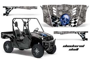 Yamaha Rhino 700 / 660 / 450 Graphic Kit - 2004-2013 Checkered Skull Blue