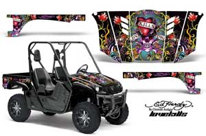 Yamaha Rhino 700 / 660 / 450 Graphic Kit - 2004-2013 Ed Hardy - Love Kills Black