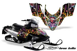 Polaris RMK / Shift / Assault Sled Graphic Kit - 2006-2020 Ed Hardy - Love Kills Black