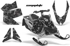 Ski Doo Rev XP Sled Graphic Kit - 2008-2012 Camoplate Black