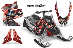 Ski Doo Rev XP Sled Graphic Kit - 2008-2012 Mad Hatter Red
