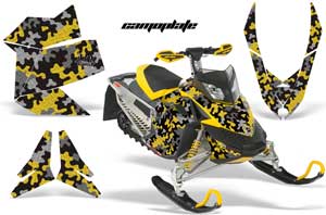 Ski Doo Rev XP Sled Graphic Kit - 2008-2012 Camoplate Yellow