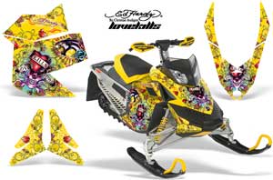 Ski Doo Rev XP Sled Graphic Kit - 2008-2012 Ed Hardy - Love Kills Yellow