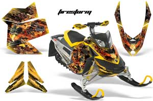 Ski Doo Rev XP Sled Graphic Kit - 2008-2012 Firestorm Yellow