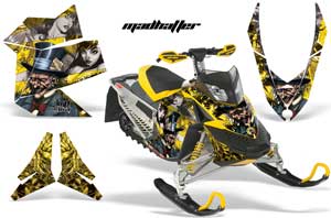 Ski Doo Rev XP Sled Graphic Kit - 2008-2012 Mad Hatter Yellow