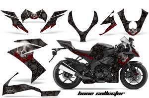 Kawasaki ZX10 Ninja Graphic Kit - 2008-2009 Bone Collector Black