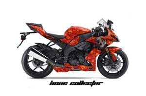 Kawasaki ZX10 Ninja Graphic Kit - 2008-2009 Bone Collector Orange