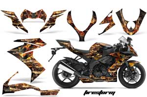 Kawasaki ZX10 Ninja Graphic Kit - 2008-2009 Firestorm Black