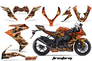 Kawasaki ZX10 Ninja Graphic Kit - 2008-2009 Firestorm Orange