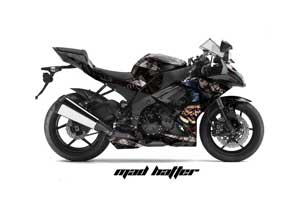 Kawasaki ZX10 Ninja Graphic Kit - 2008-2009 Mad Hatter Black
