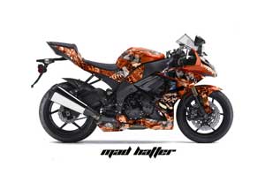 Kawasaki ZX10 Ninja Graphic Kit - 2008-2009 Mad Hatter Orange