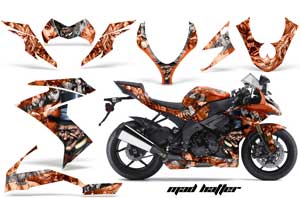Kawasaki ZX10 Ninja Graphic Kit - 2008-2009 Mad Hatter Orange