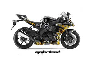 Kawasaki ZX10 Ninja Graphic Kit - 2008-2009 Motorhead Black