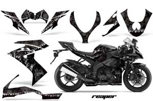 Kawasaki ZX10 Ninja Graphic Kit - 2008-2009 Reaper Black