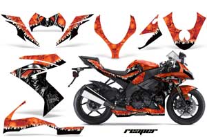 Kawasaki ZX10 Ninja Graphic Kit - 2008-2009 Reaper Orange