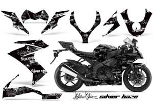 Kawasaki ZX10 Ninja Graphic Kit - 2008-2009 Silver Star Silverhaze Black