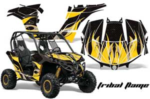Can-Am Maverick 1000 X RS R Graphic Kit - 2013-2016 Tribal Flames Yellow