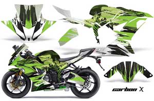 Kawasaki 636 ZX6-R Ninja Graphic Kit - 2013-2016 Carbon X Blue