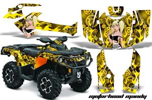 Can Am Outlander 500 / 650 / 800 / 800R / 1000 XT-P ATV Graphic Kit - 2013-2016 Motorhead Mandy Yellow