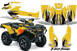 Can Am Outlander XMR / MAX / XT ATV Graphic Kit - 2006-2011 Tribal Flame Yellow