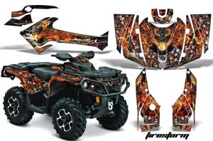 Can Am Outlander XMR / MAX / XT ATV Graphic Kit - 2006-2011 Firestorm Black