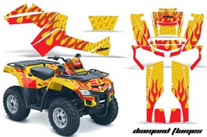 Can Am Outlander EFI 500 / 650 ATV Graphic Kit - 2012-2015 Diamond Flames Red