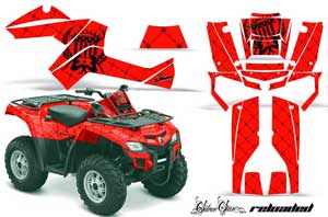 Can Am Outlander EFI 500 / 650 ATV Graphic Kit - 2012-2015 Silver Star - Reloaded Red