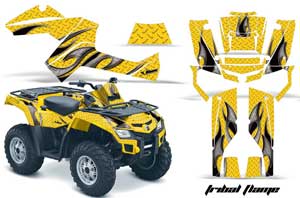 Can Am Outlander EFI 500 / 650 ATV Graphic Kit - 2012-2015 Tribal Flames Yellow