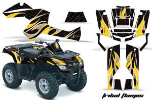 Can Am Outlander EFI 500 / 650 ATV Graphic Kit - 2012-2015 Tribal Flames Yellow