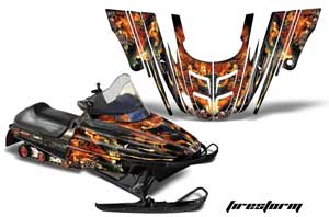 Polaris 700XC / 800XCR / 600 RMK Sled Graphic Kit - 1999-2003 Firestorm Black