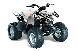 Polaris Predator 90 ATV Graphic Kit - 2002-2011 Diamond Flames White