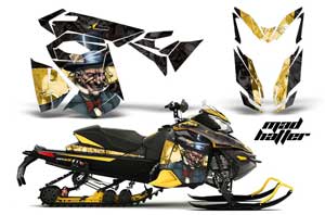 Ski Doo Rev XS Sled Graphic Kit - 2013-2014 Mad Hatter Black