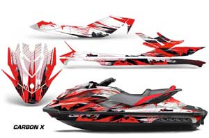 Sea Doo GTI / GTR / GTS Sitdown Jet Ski Graphic Kit - 2011-2018 Carbon X Red