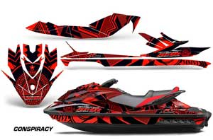 Sea Doo GTI / GTR / GTS Sitdown Jet Ski Graphic Kit - 2011-2018 Conspiracy Red