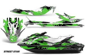 Sea Doo GTI / GTR / GTS Sitdown Jet Ski Graphic Kit - 2011-2018 Street Star Green