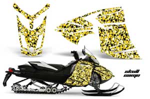 Ski Doo Rev XR Sled Graphic Kit - 2013-2018 Skull Camo Yellow
