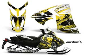 Ski Doo Rev XR Sled Graphic Kit - 2013-2018 Carbon X Yellow