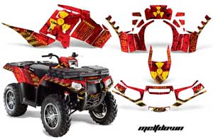 Polaris Sportsman 550 / 850 / 850SP / 1000 ATV Graphic Kit - 2009-2016 Meltdown Red