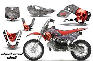 Suzuki DRZ 110 Dirt Bike Graphic Kit - All Years Checkered Skull Red