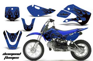 Suzuki RM 65 Dirt Bike Graphic Kit - All Years Diamond Flames Blue